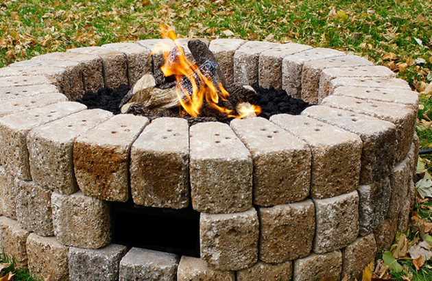 Outdoor Crystal Firepit Round Ng, Round Stone Gas Fire Pit Kit